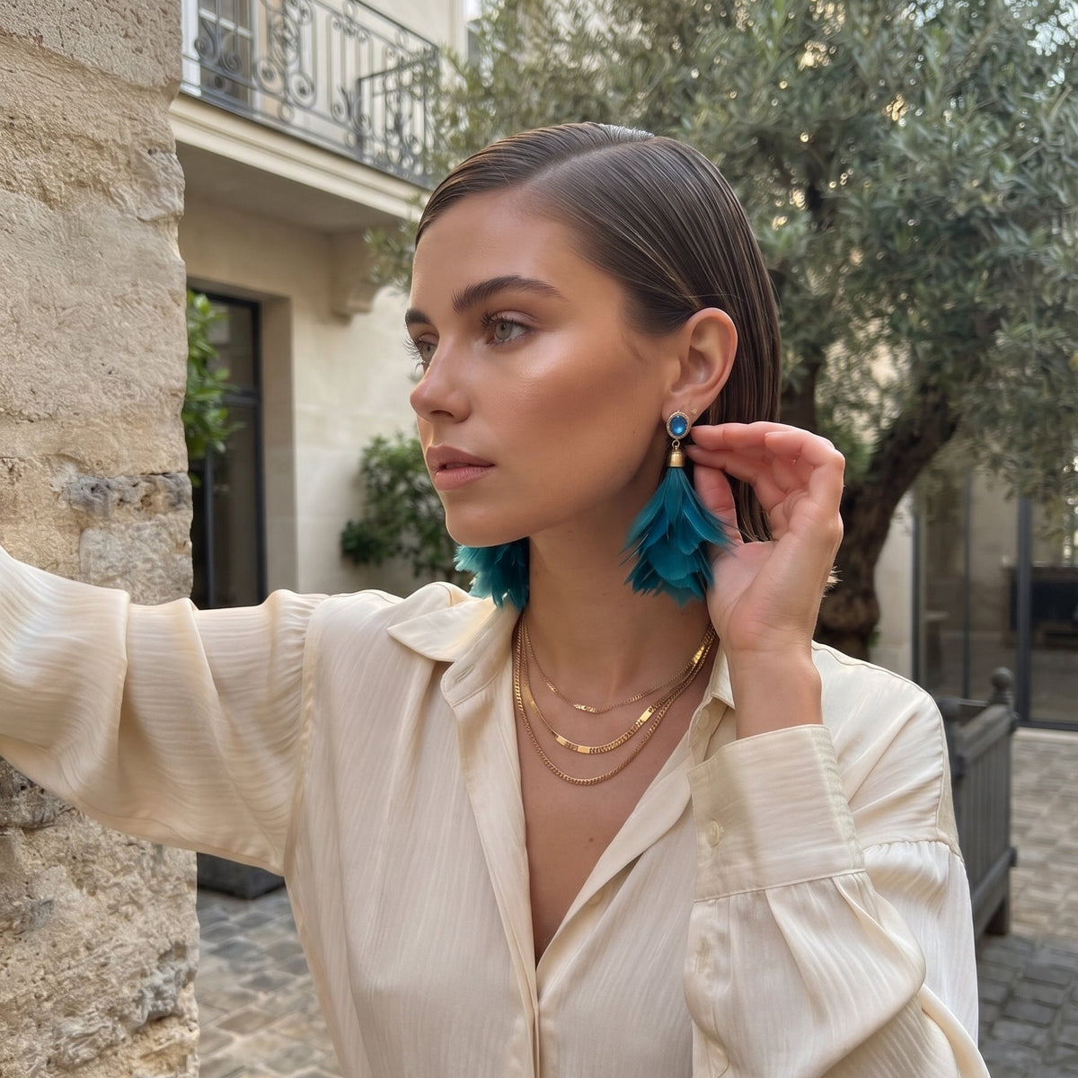 Cascade Earrings In Aqua
