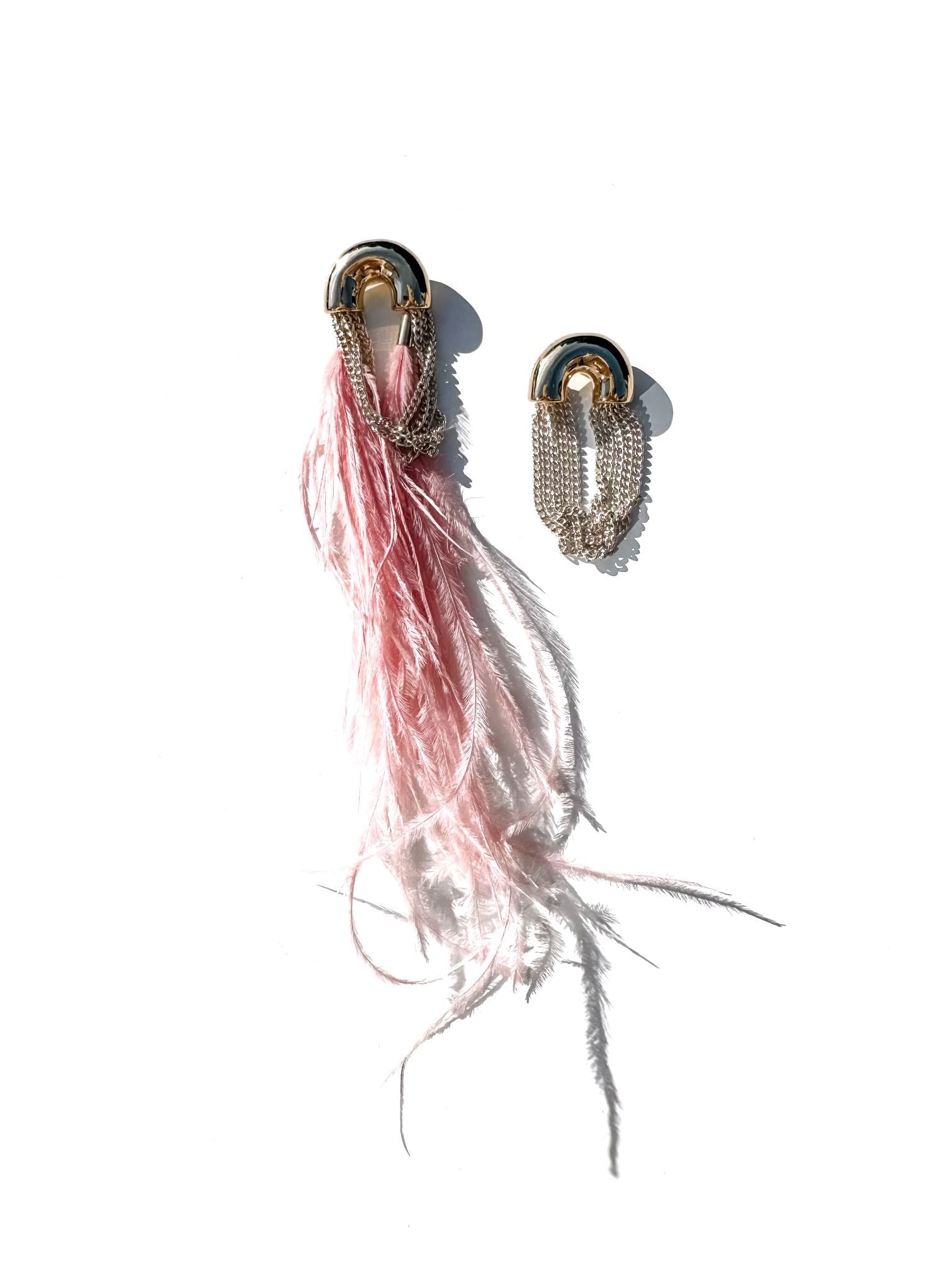 Feather Chain Mismatch Earrings