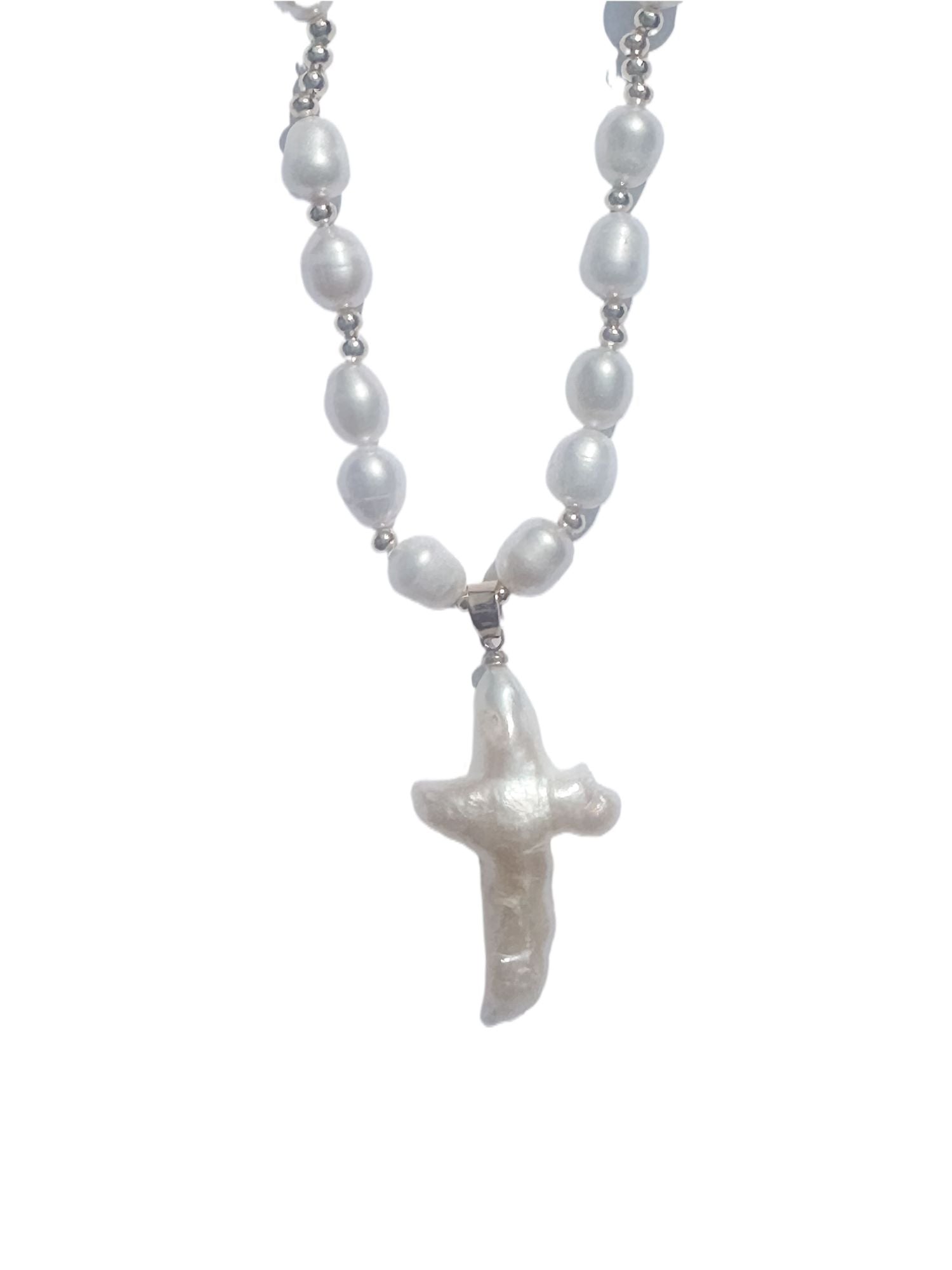 Freshwater Pearl Cross Necklace