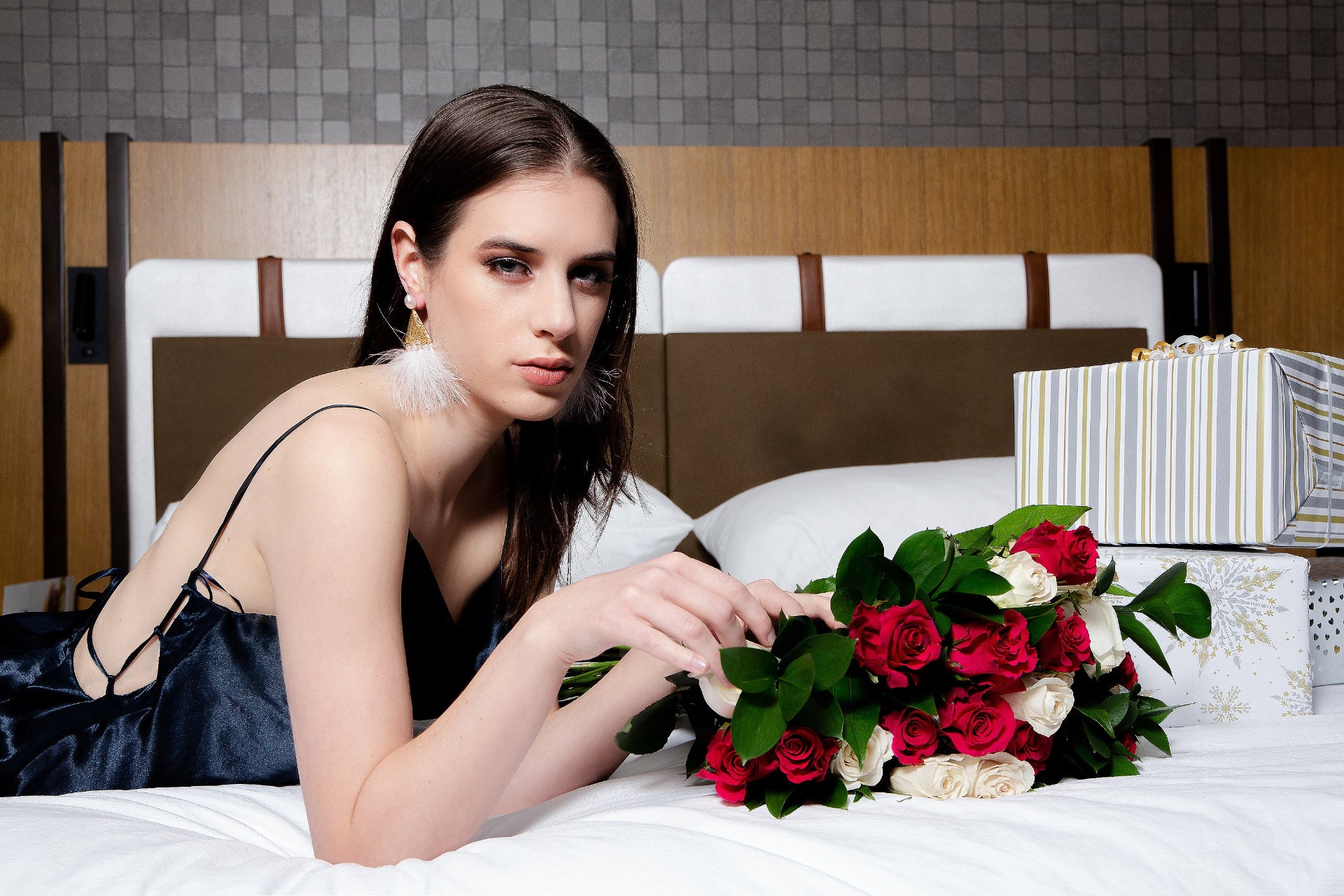 Pearl And Feather Statement Earrings