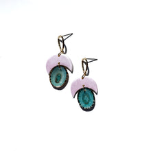 Load image into Gallery viewer, hand made clay shell earrings blue 
