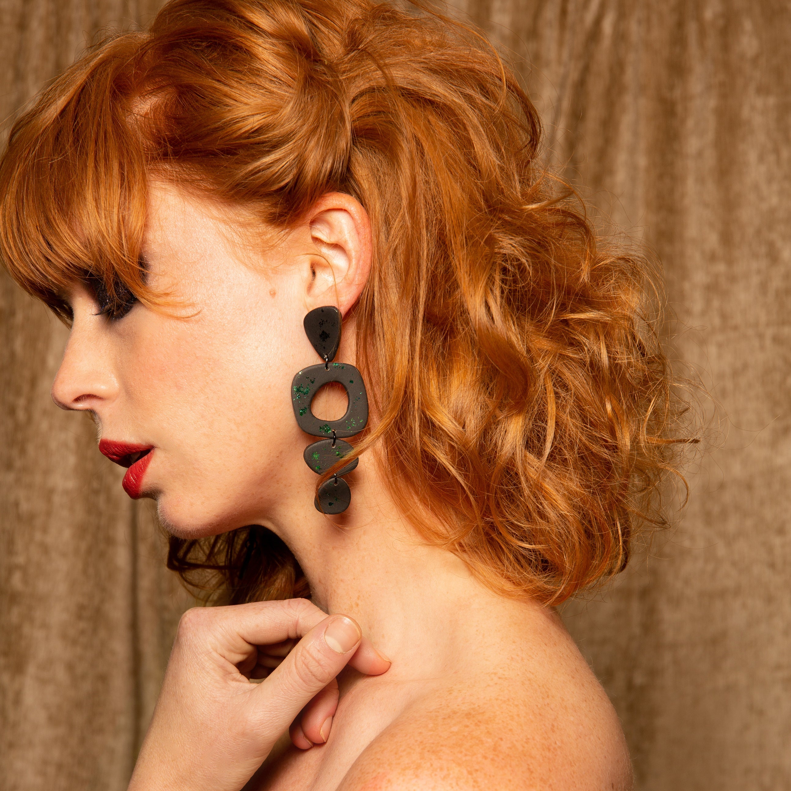 Malachite Drop Statement Earrings