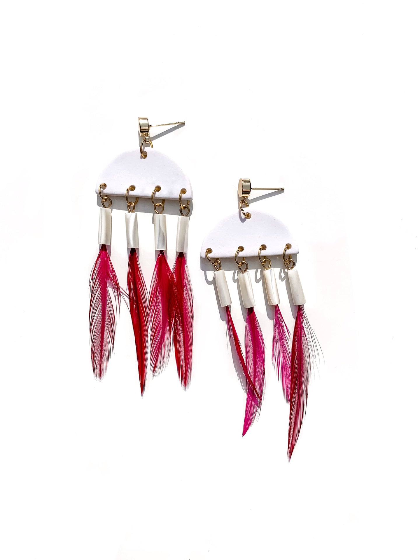 Feather tassel hand crafted dangle earrings