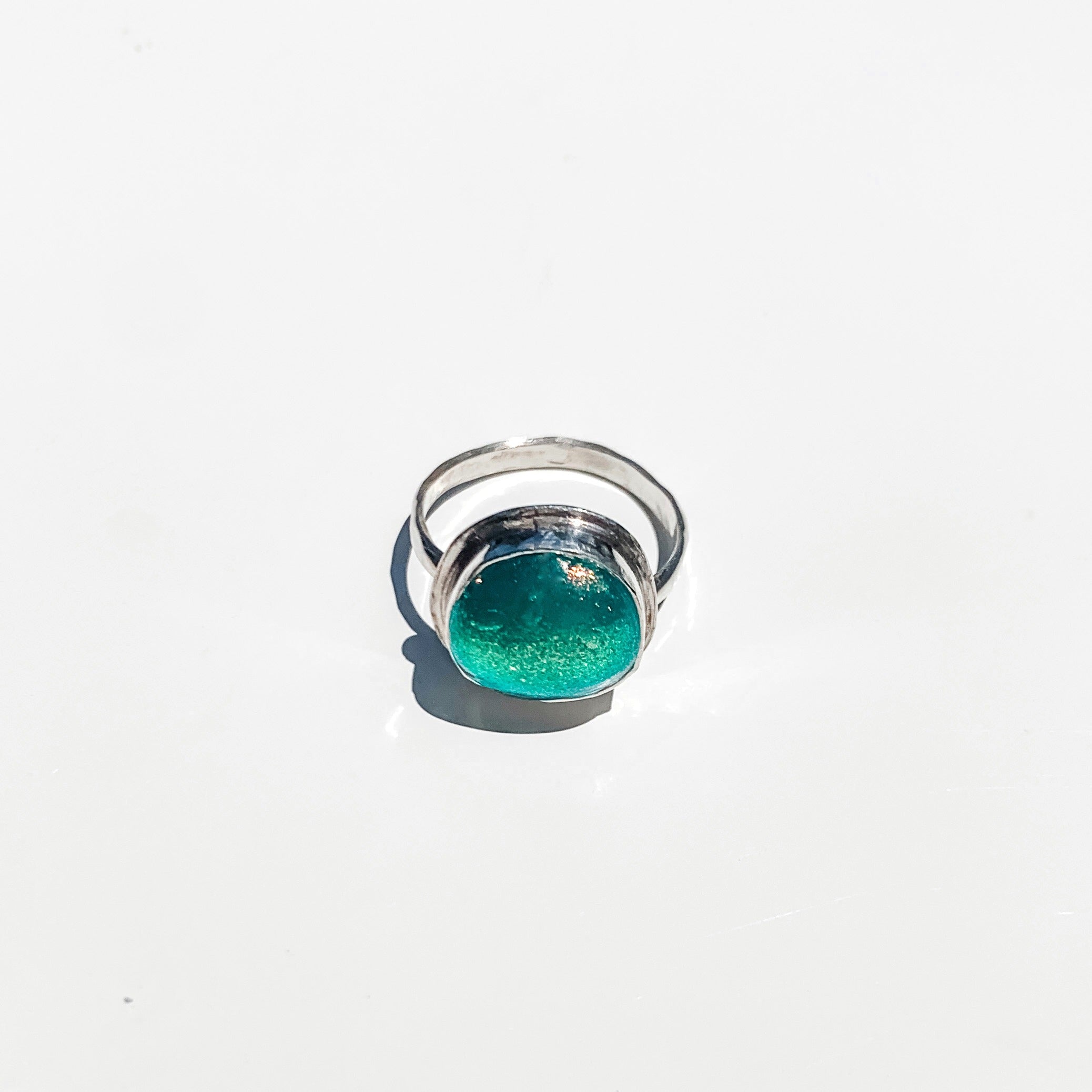 925 hammered sterling silver hand crafted ring colorful