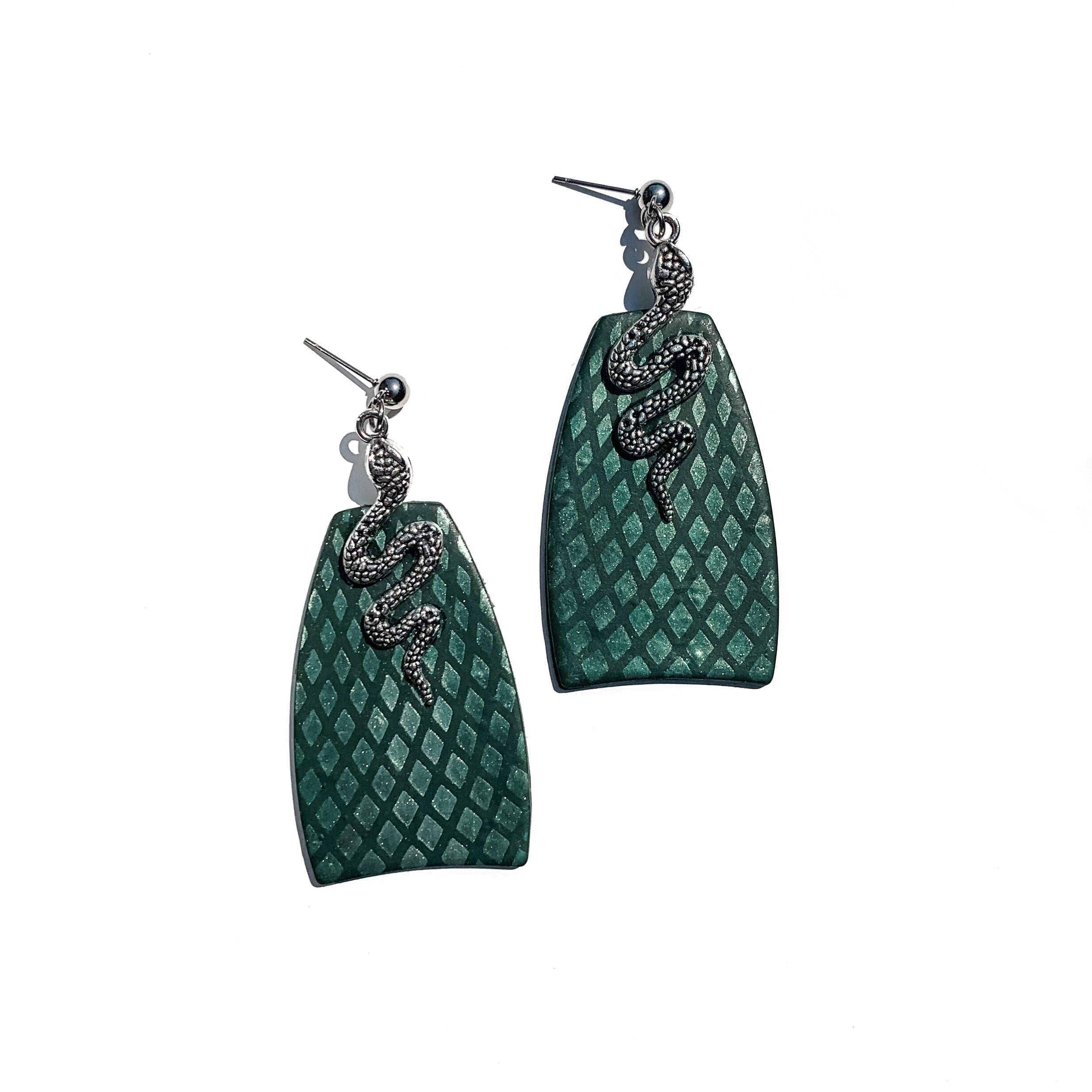 serpent snake hand crafted scale earrings