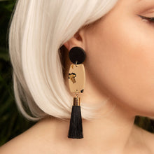 Load image into Gallery viewer, Hand crafted leopard print tassel earrings 
